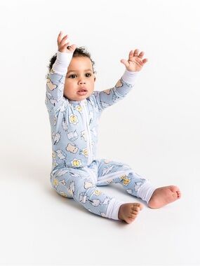 Little Sleepies Blue Breakfast Onesie Pajamas 3-6 Months